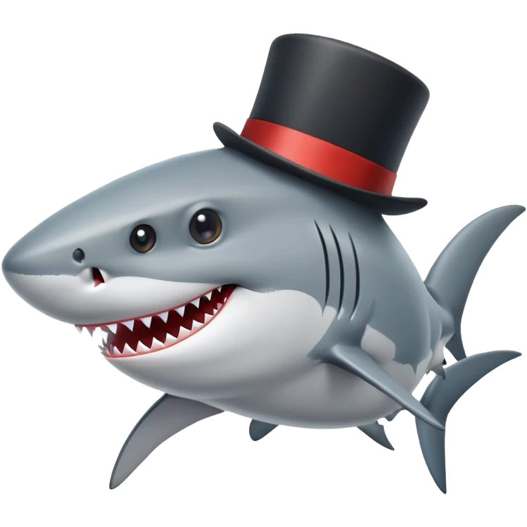 Shark with a top hat emoji