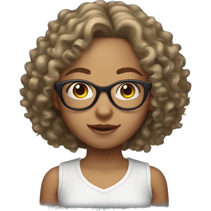 light skinned curly haired girl with shoulder length hair and clear glasses emoji