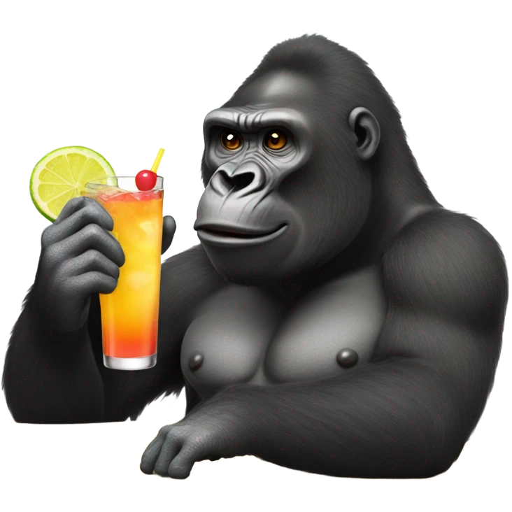 Gorilla drinking cocktail emoji