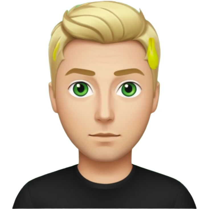 Lance Bass green eyes, blonde hair, black shirt emoji