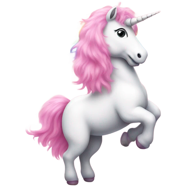 Pink fluffy unicorn dancing on a rainbow  emoji