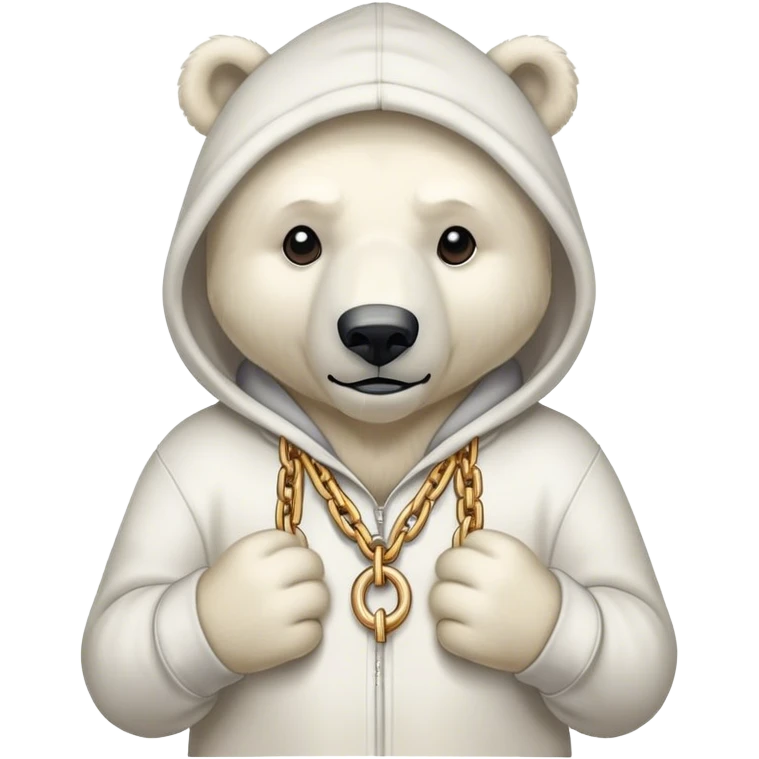Polar bear wearing a hoodie with a chain on emoji