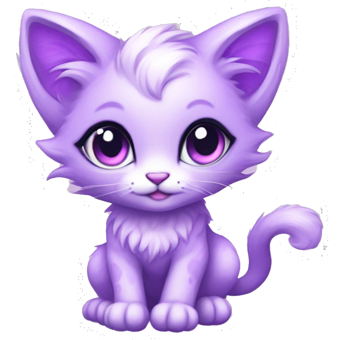 Kawaii bright lilac-colored fantasy ethereal anthro feline fursona animal creature emoji