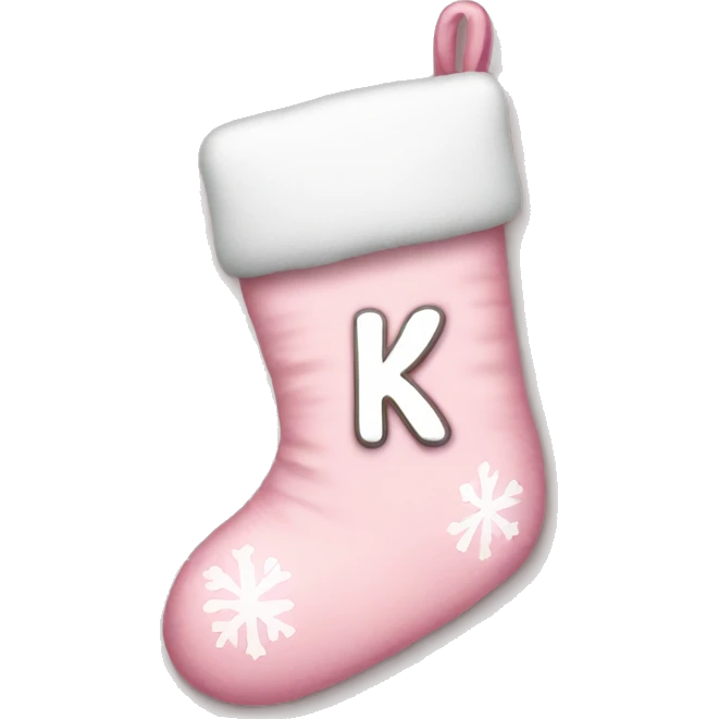  light pink Christmas stocking with letter k emoji