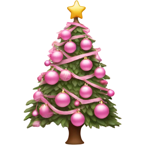 Pink Christmas tree with light pink ornaments emoji