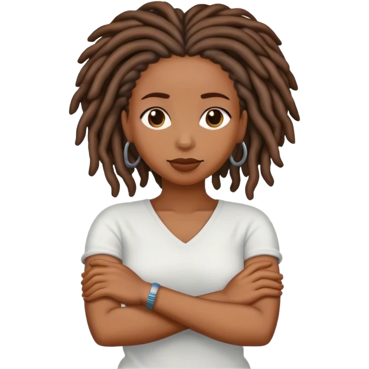 Black woman with locs crossing arms emoji
