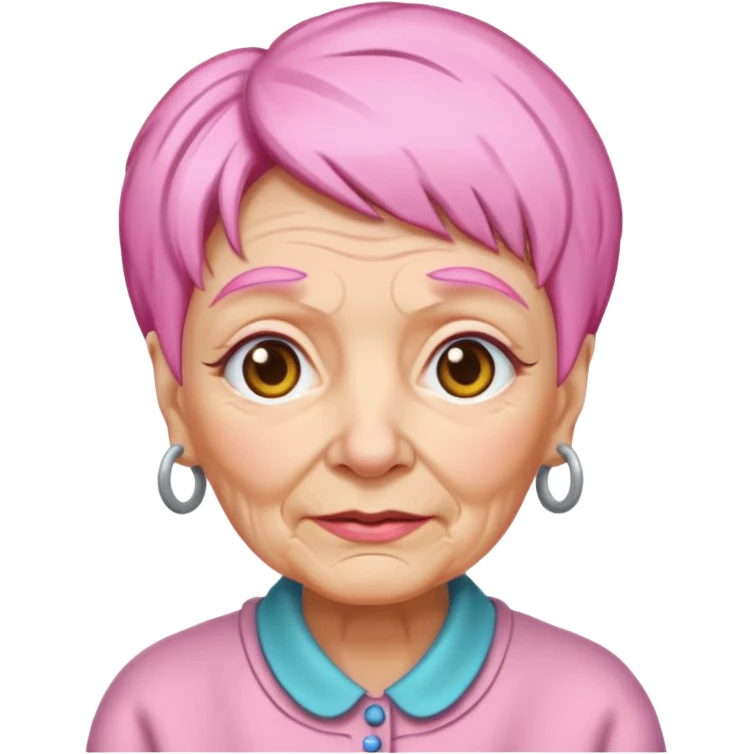 pink haired grandma with wrinkles emoji
