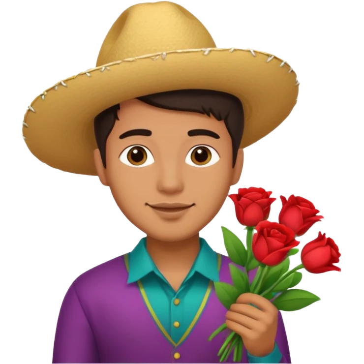 Cute Mexican guy giving you flowers always  emoji