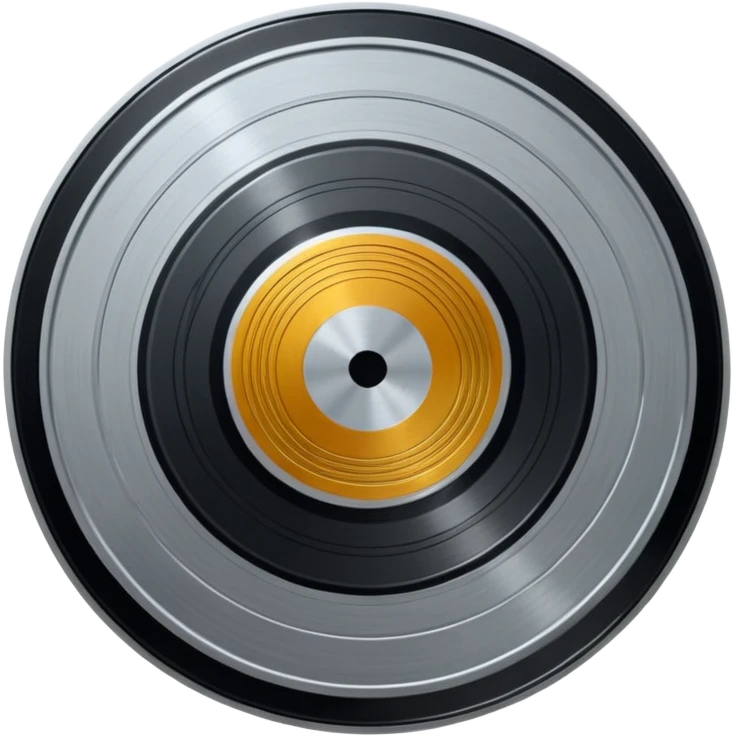 A dark metal platinum music award plaque The center features a relief of a or stylized vinyl record in a slightly darker metallic tone emoji