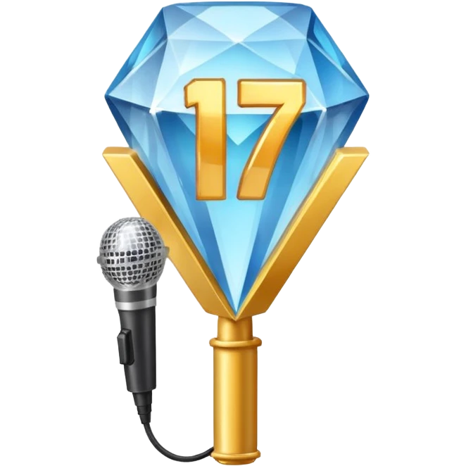 I want these emojis 💎🎤 in one frame with the number 17 I don't want a girl or boy in the pictures. emoji