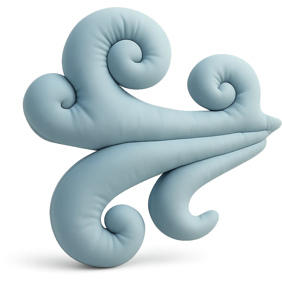 gusts of wind, stylized and soft cushion style emoji