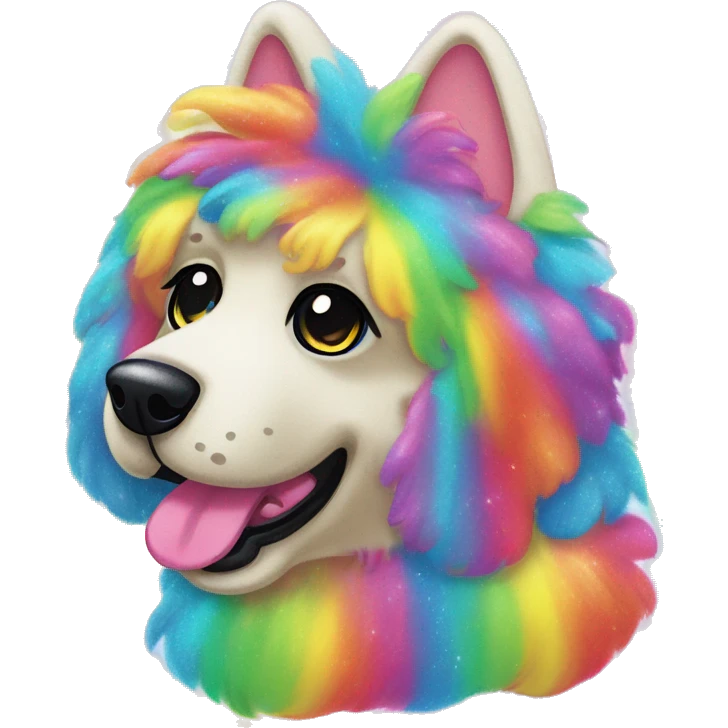 fluffy colorful rainbow glitter fur dog lisa frank emoji