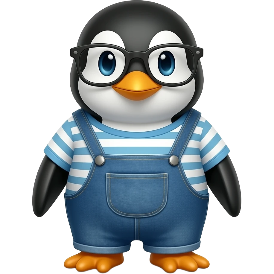Emoji  de  pinguino con  ropa y lentes emoji