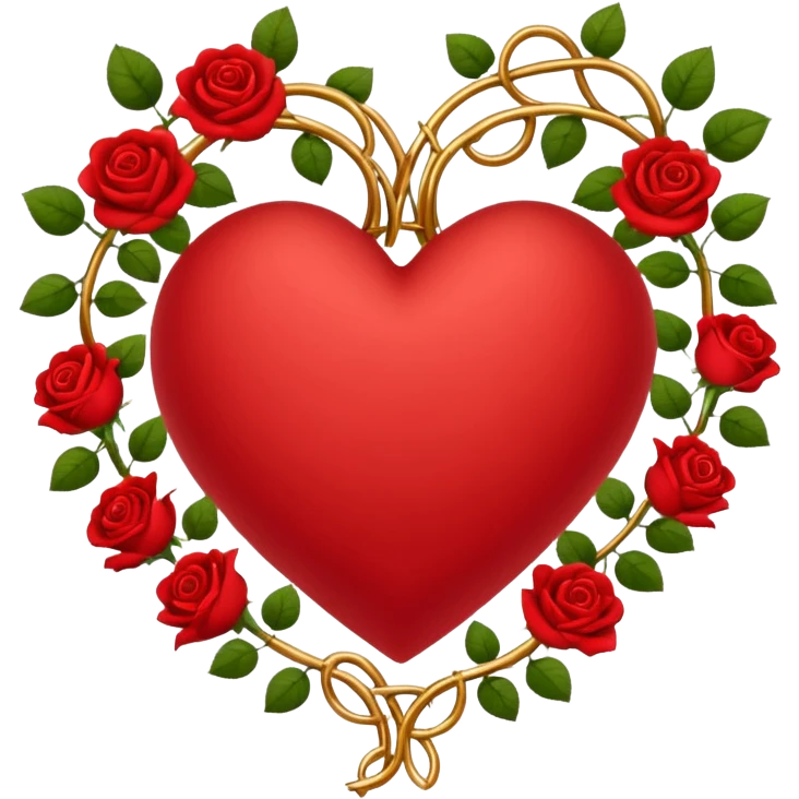 heart outline made of gold vines and roses emoji