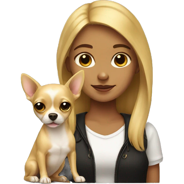 Girl with a gold chihuahua  emoji