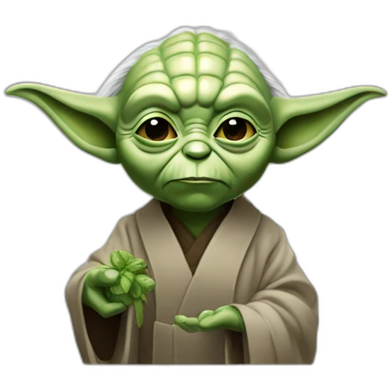 Maître Yoda qui fume argent emoji