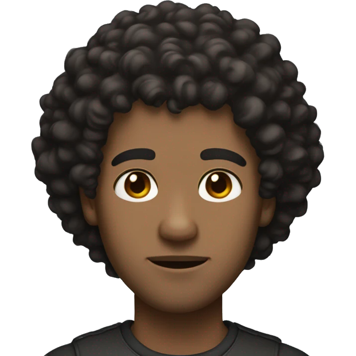 Guy with black big curls, light skin, brown eyes  emoji