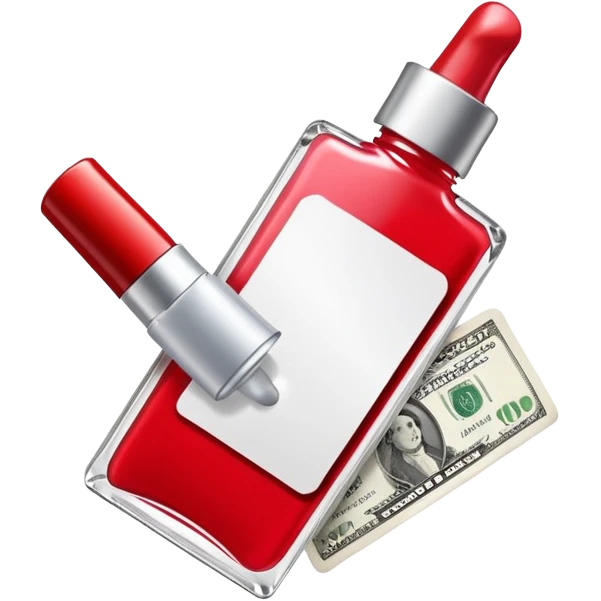 price tag with a few dollar bills and a bottle of nail polish emoji
