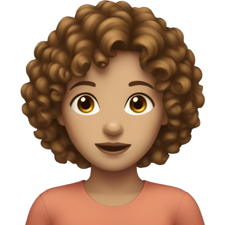 A girl with brown curly hair and blue eyes emoji