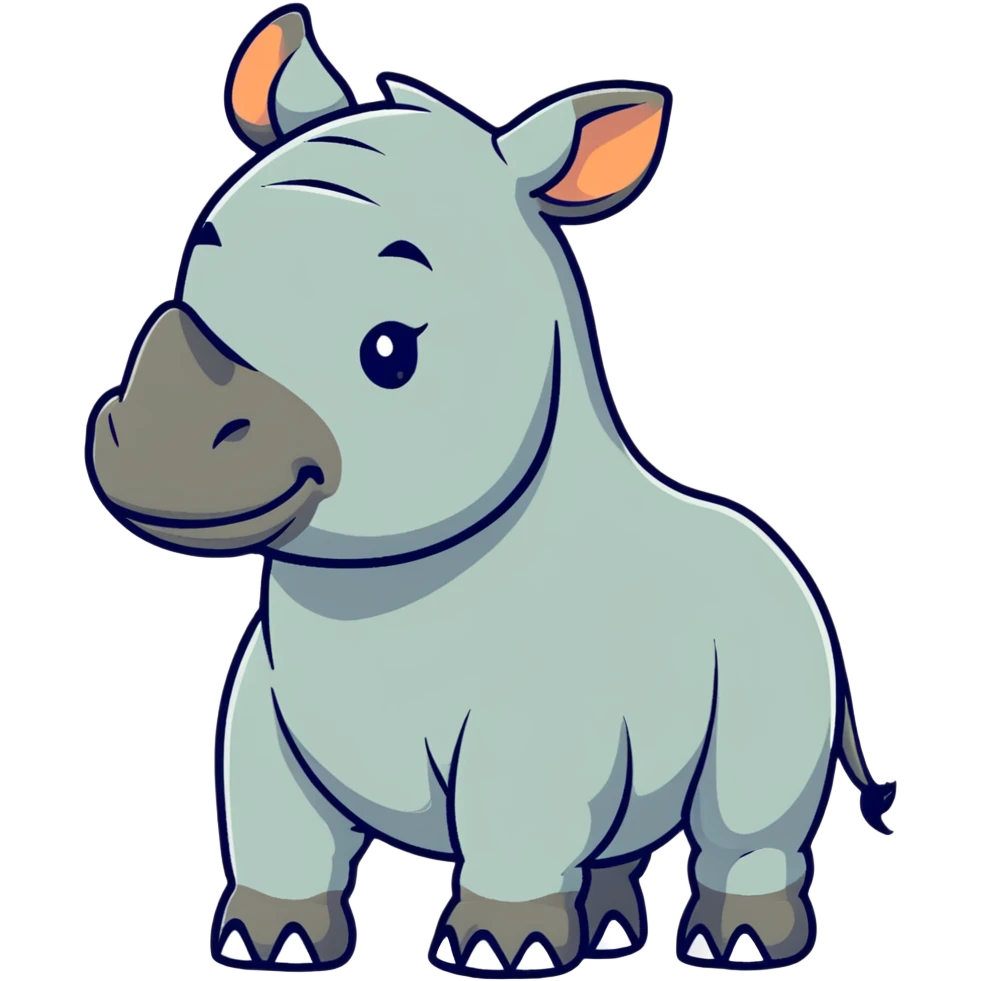 playful rhino character in colorful style emoji