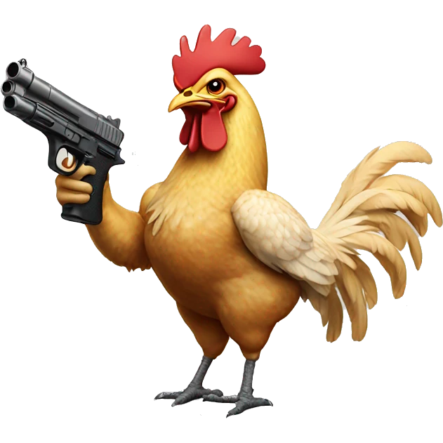 Chicken pointing a gun emoji