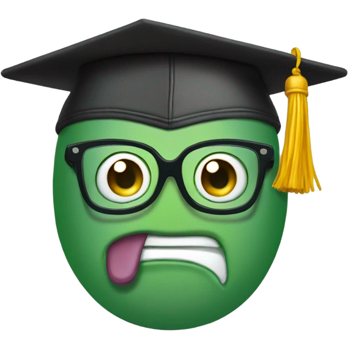 pickle face add glasses and graduation cap emoji