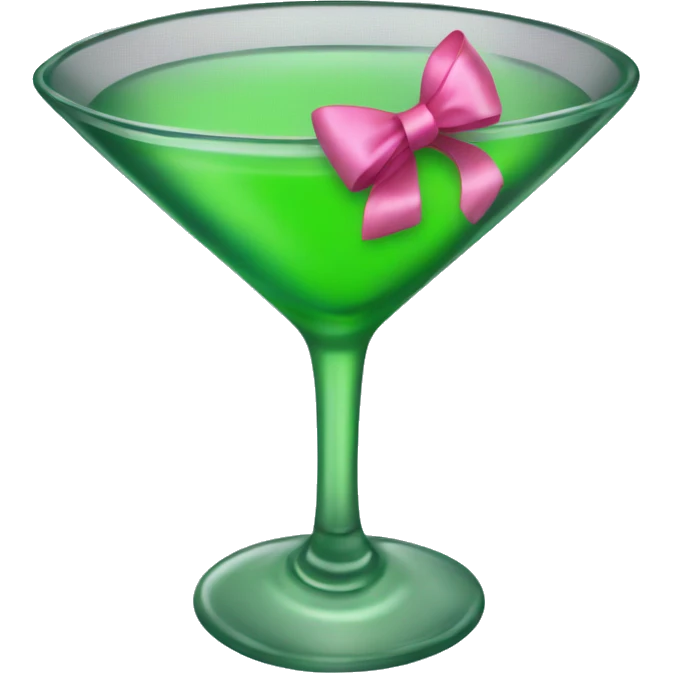 Green Martini with pink bow on glass  emoji