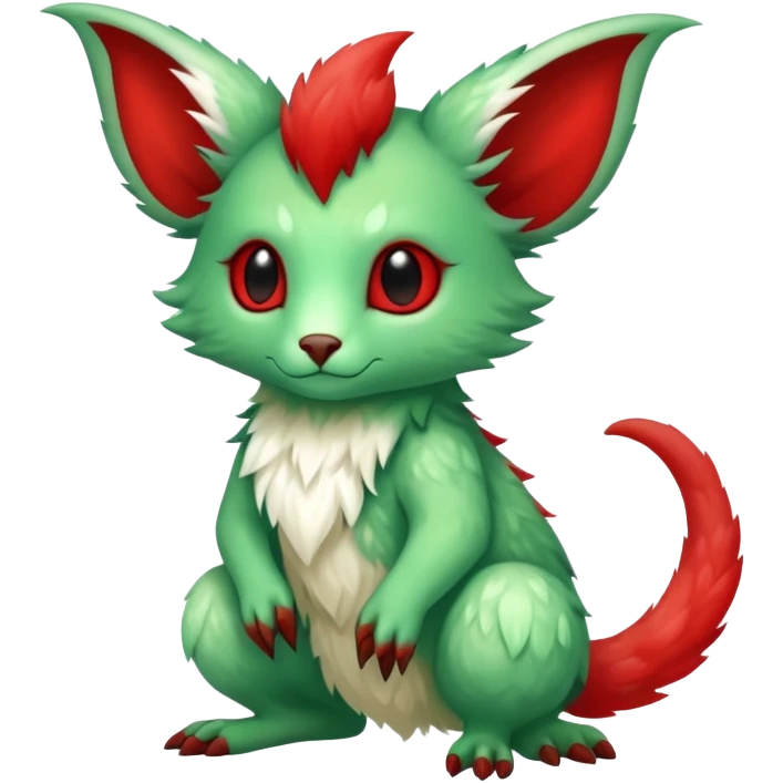 Cute Cool Green Red ethereal Fionbri-Vernid-Trico-animal-creature full body emoji