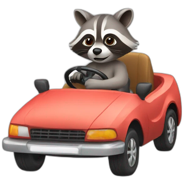 Raccoon driving a car emoji