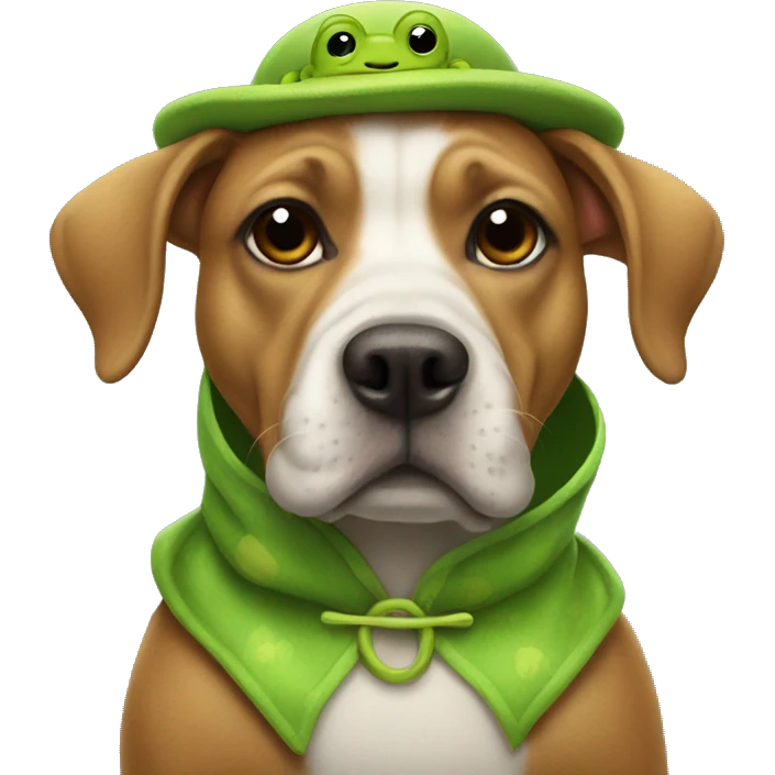Dog wearing a frog costume emoji