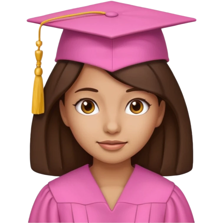 BRunette girl emoji with pink graduation cap emoji