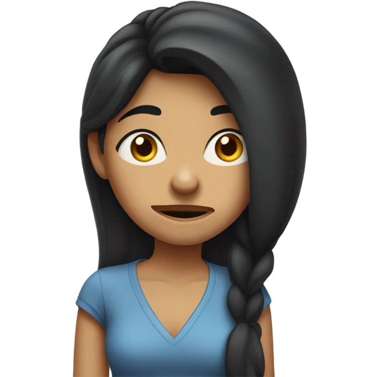 long dark hair girl grossed out emoji
