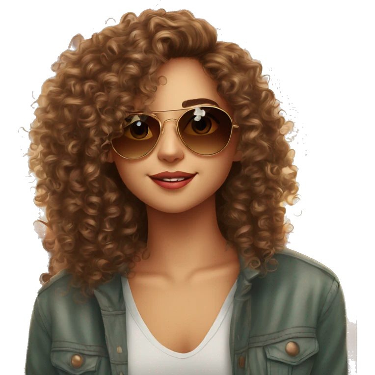 curly hair beautifull girl date with a boy beatufull sunglass emoji