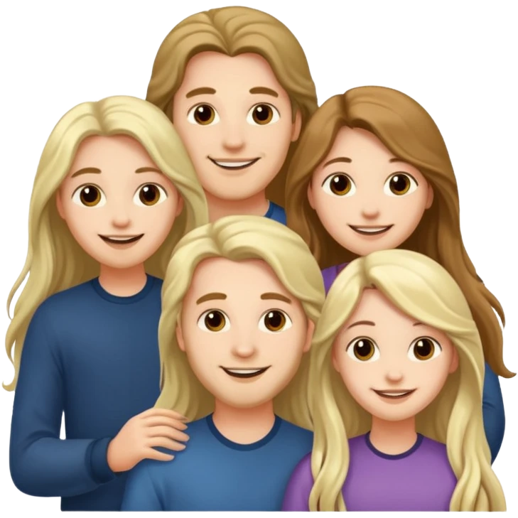 3 loving friends, 1 man and 2 girls with long hair emoji