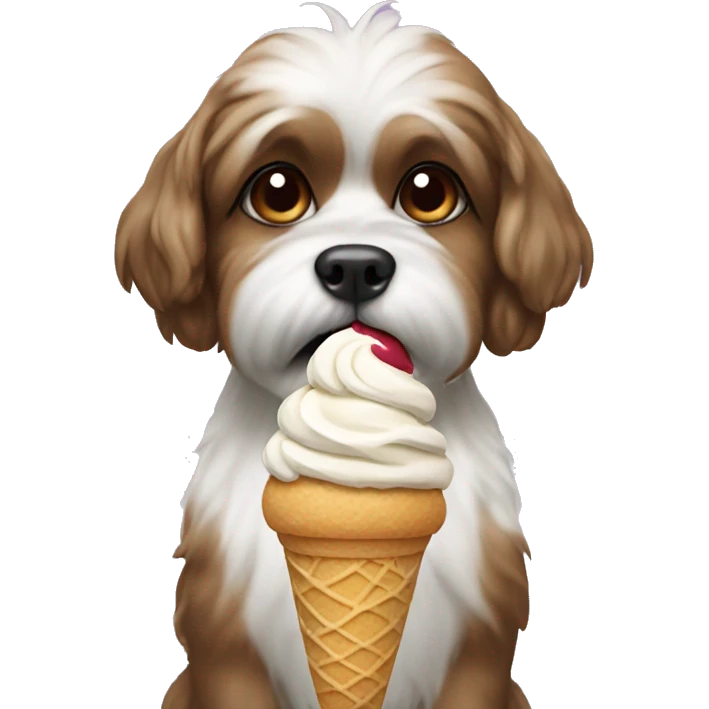 Shitzu eating ice cream  emoji