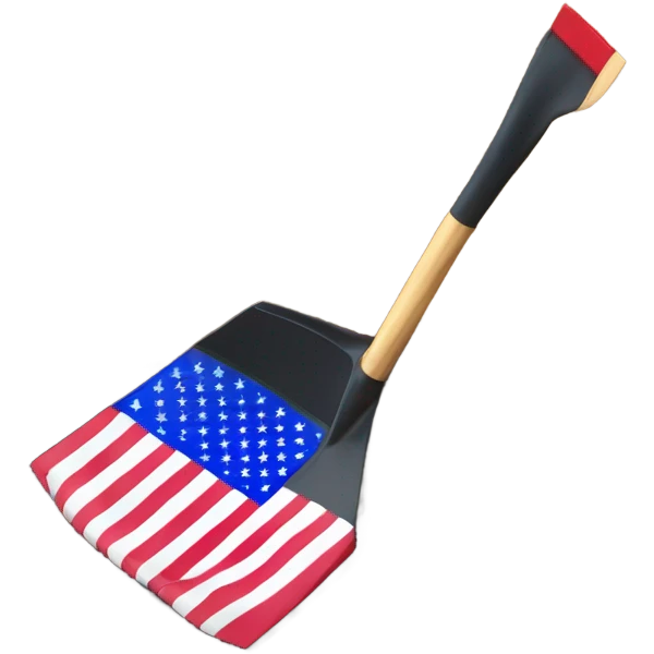 Large American Flag attached to one smaller black shovel in the ground   emoji