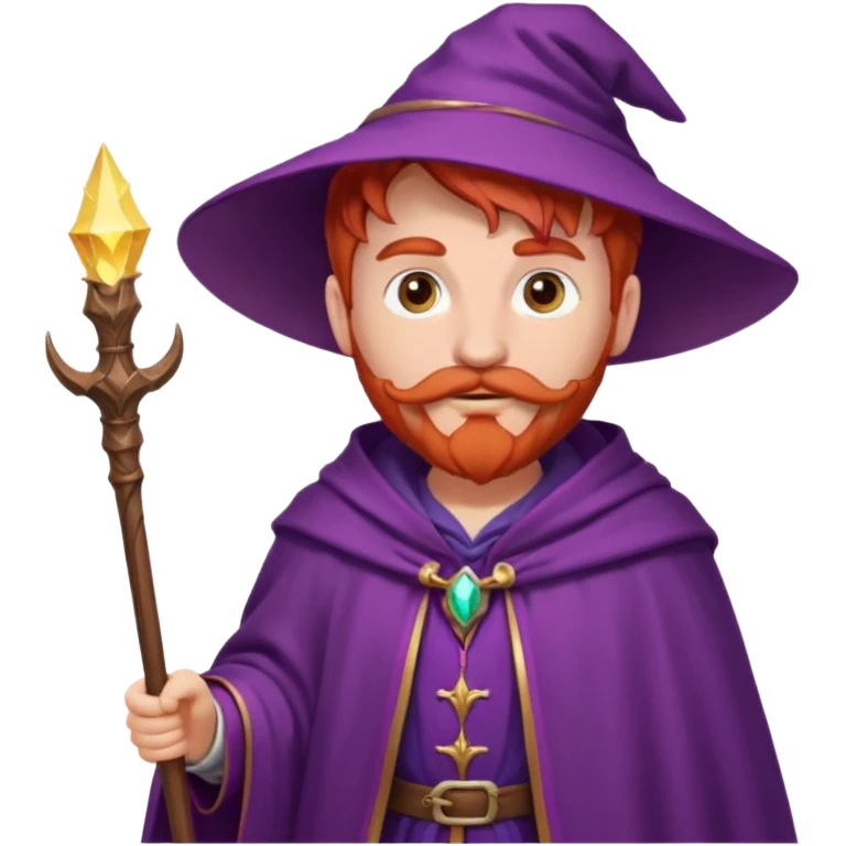 red haired wizard with mustache, purple cloack emoji