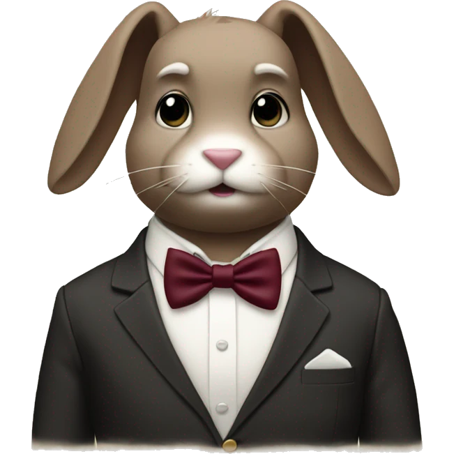 Full body. Crème bunny. Burgundy bow tie emoji
