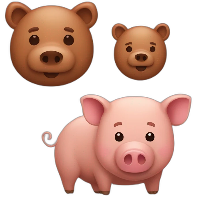 brown pig and bear emoji
