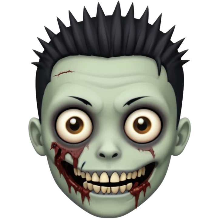 Zombie boy with black grillz and spiked hair with hazel brown eyes emo creepy expression emoji