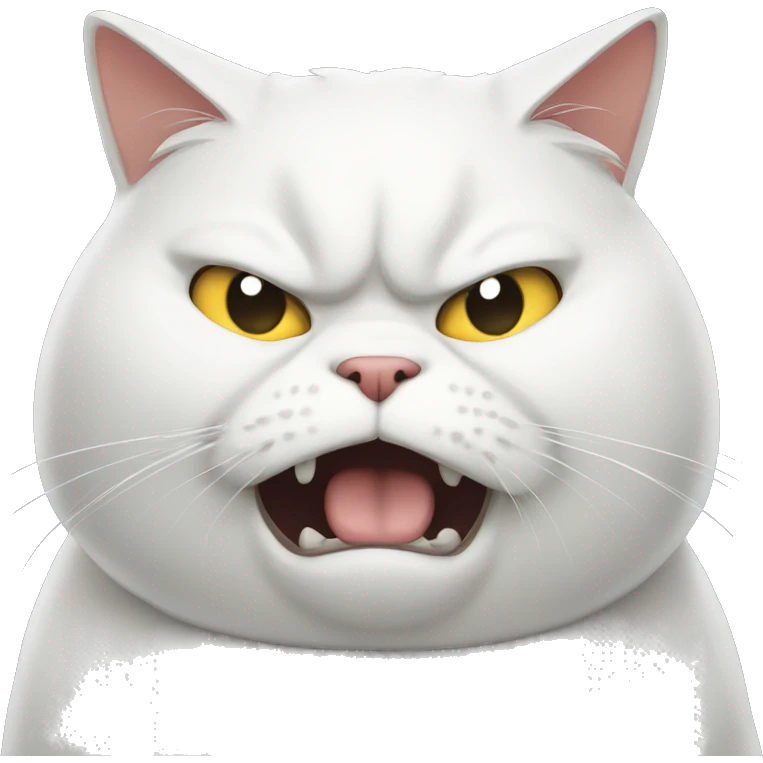 Fat angry white cat emoji