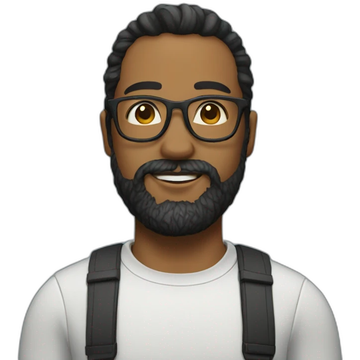 man with beard a d ponytail glasses emoji