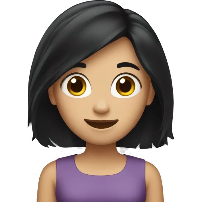 Girl long black hair waving emoji