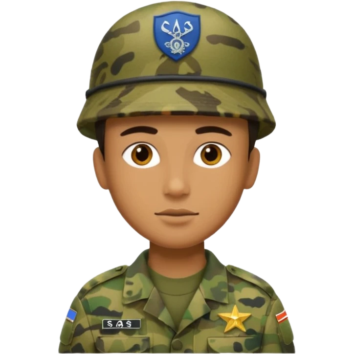 Soldaten in Tarnfarbe der salotiert und den SAS Buchstaben auf der Mütze und Uniform emoji