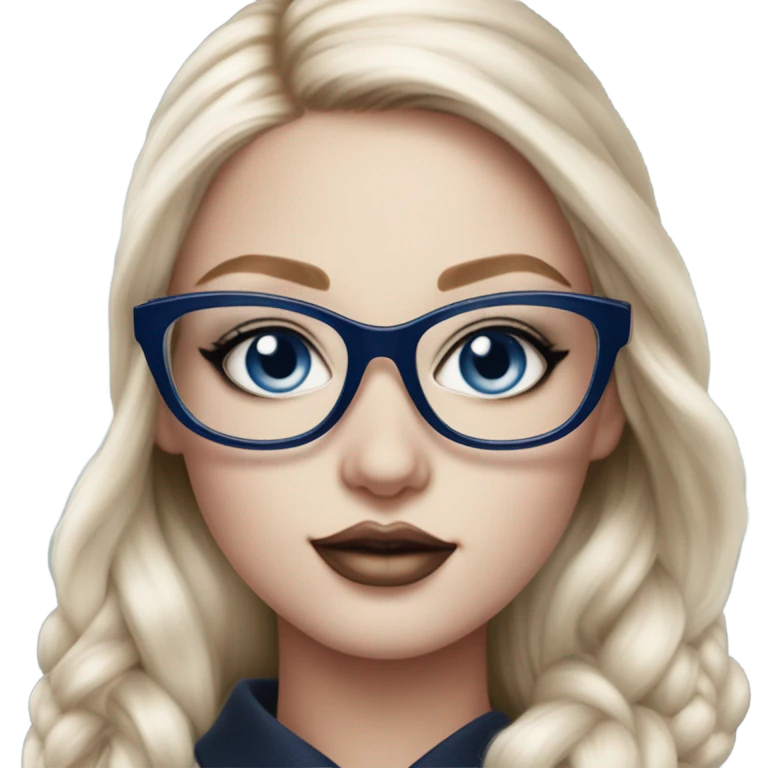 Hyper Realistic beautiful dior model with dark blue eyes and glasses  emoji