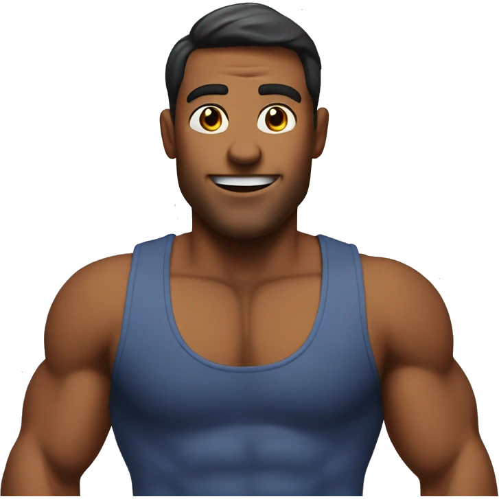 A pumped-up guy with a torso emoji