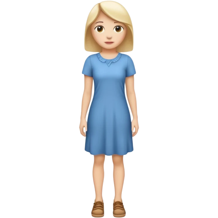 Create me an emoji of a full body white female in a casual dress, looking slightly to her right. emoji