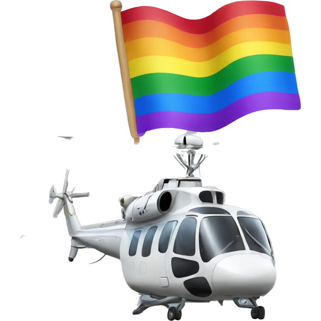 A helicopter with a rainbow flag emoji