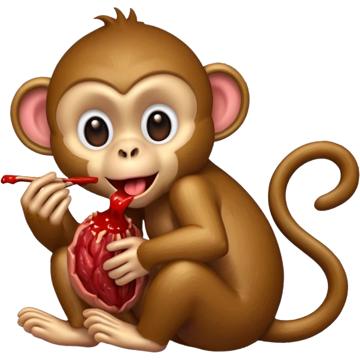 Make a monkey eating a raw organ emoji