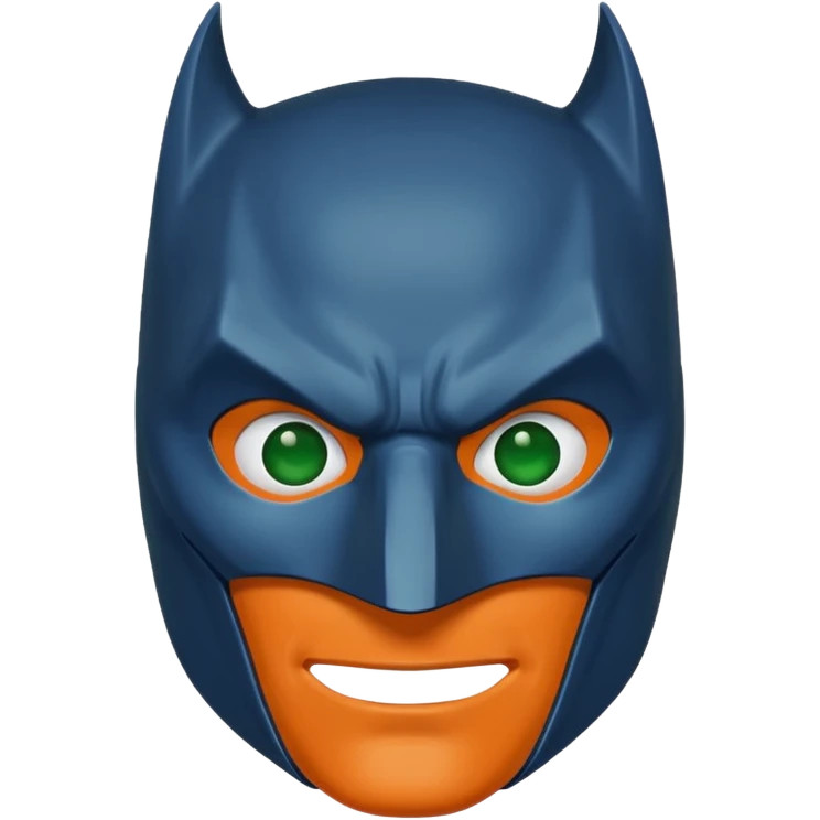 batman emoji with the mask is in blue, orange and green, the face, eyes are regular colors emoji